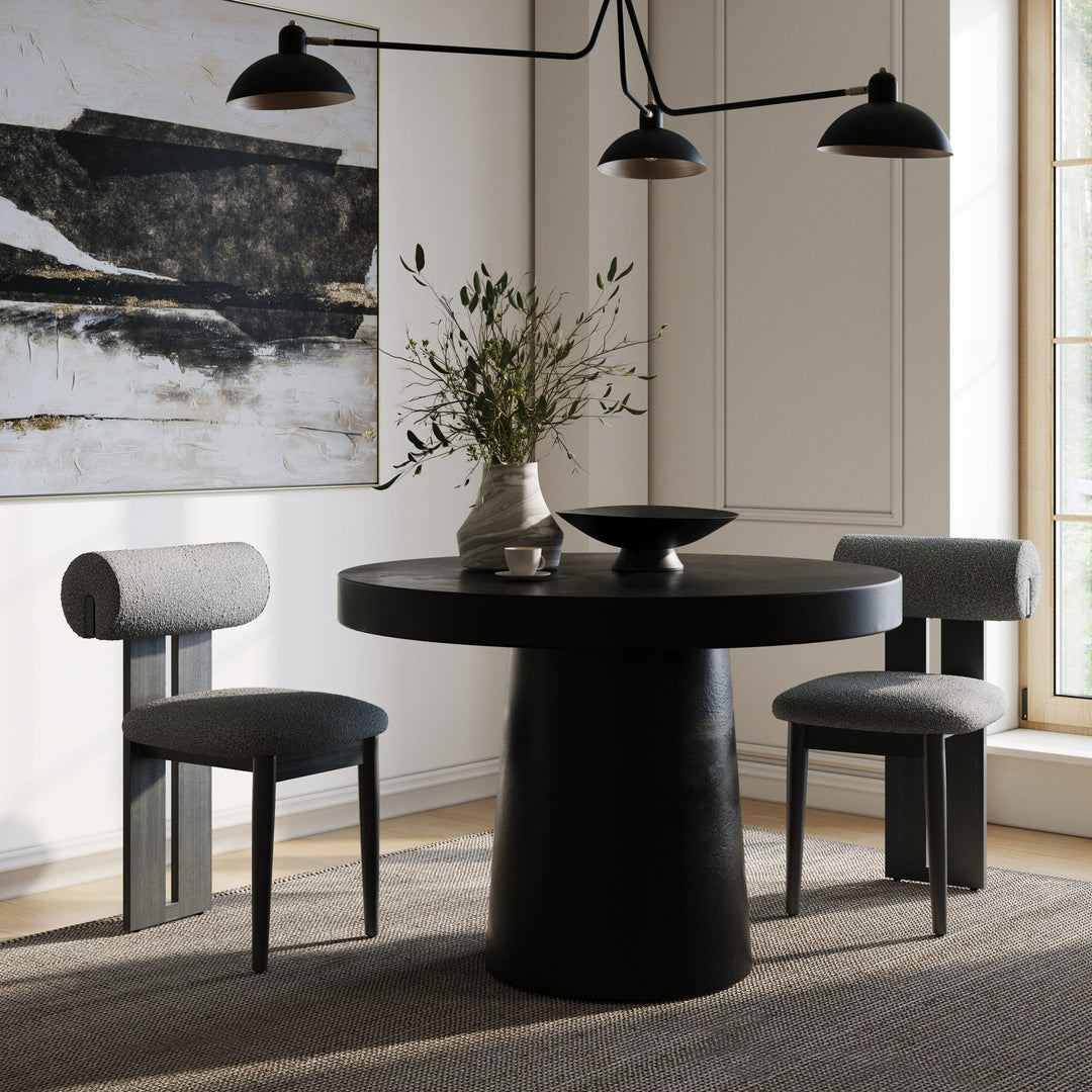 Desoto  Modern Black Concrete Round Dining Table