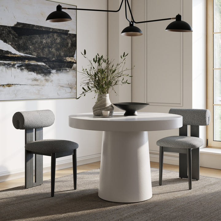 Desoto  Modern White Concrete Round Dining Table
