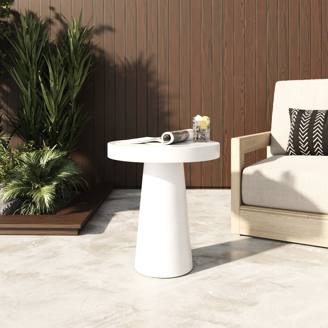 Desoto - Modern White Concrete Round End Table