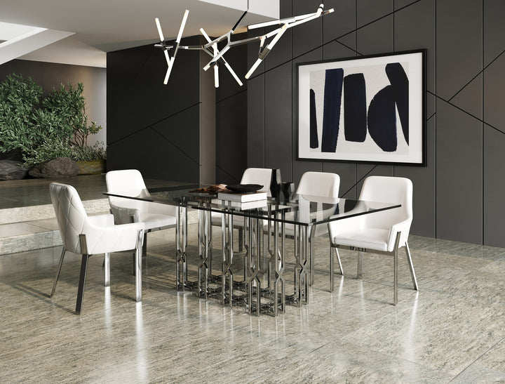 Ericson - Modern Glass &amp; Stainless Steel Dining Table