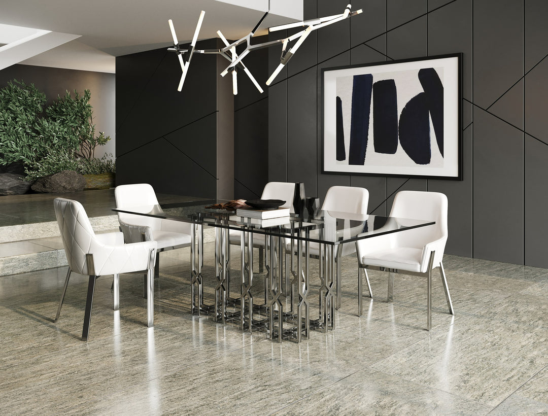 Ericson - Modern Glass & Stainless Steel Dining Table