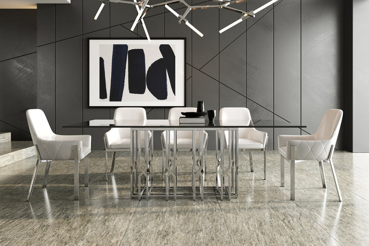 Ericson - Modern Glass &amp; Stainless Steel Dining Table
