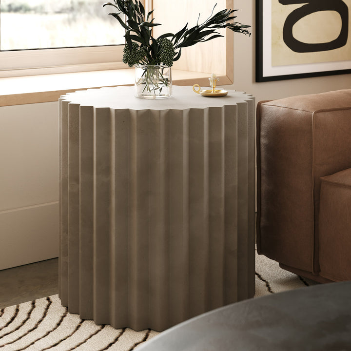 Evadale  Modern Grey Concrete End Table