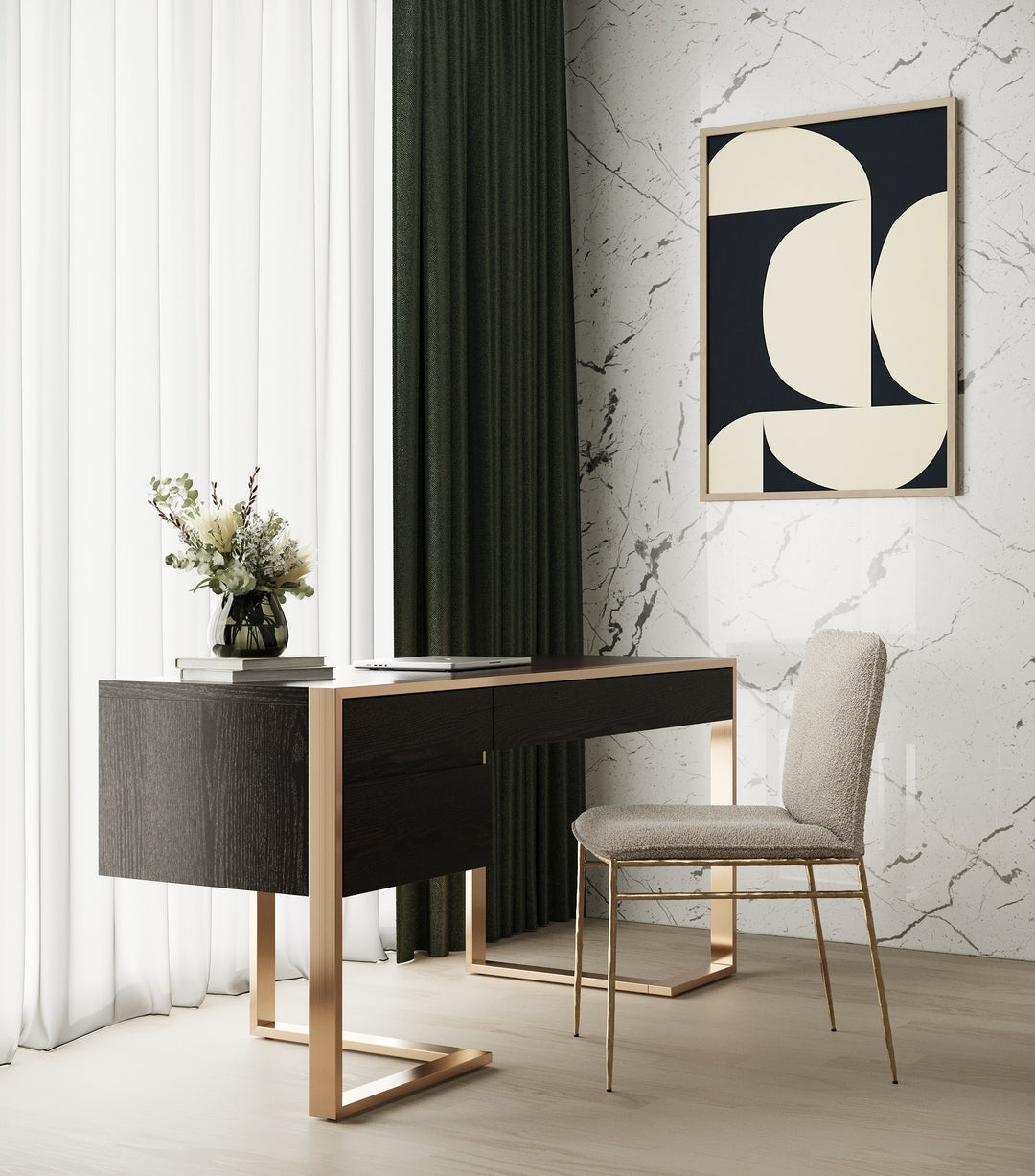 Modern Fauna Wenge and Rosegold Desk