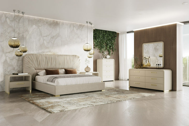Florence - Modern Beige Leatherette Mirror