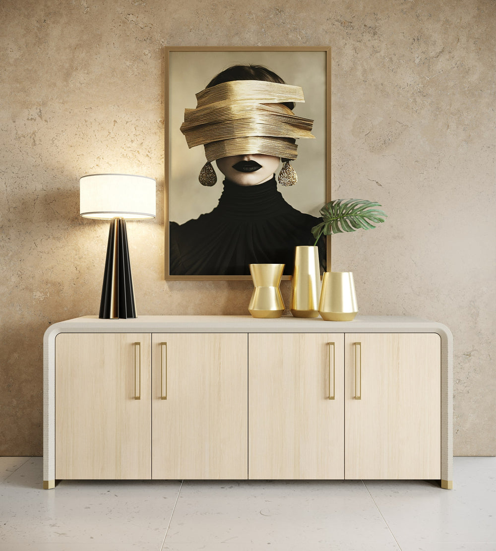 Florence - Modern Beige Leatherette + Gold Buffet