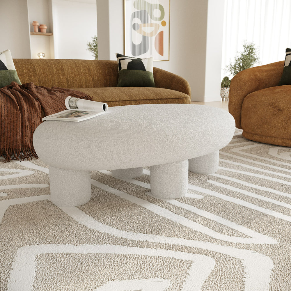 Gaynes - Modern Off-White Fabric Bench - View 4
