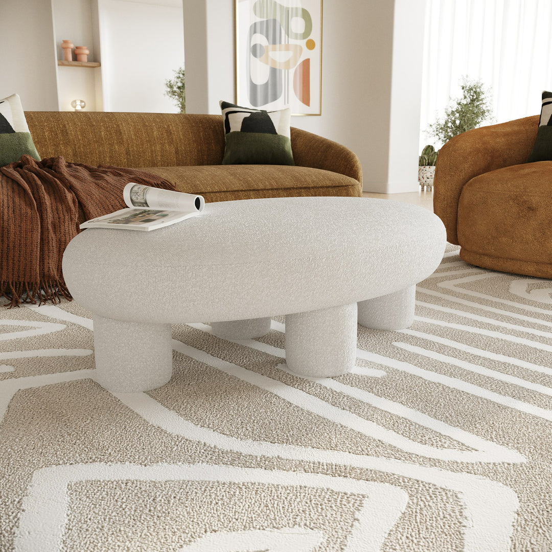 Gaynes - Modern Off-White Fabric Bench