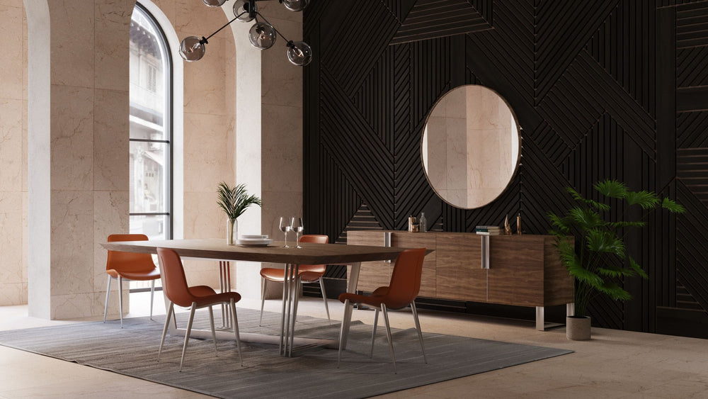 Gilroy - Modern Walnut & Stainless Steel Dining Table