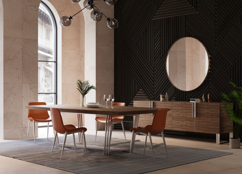 Gilroy - Modern Walnut & Stainless Steel Dining Table