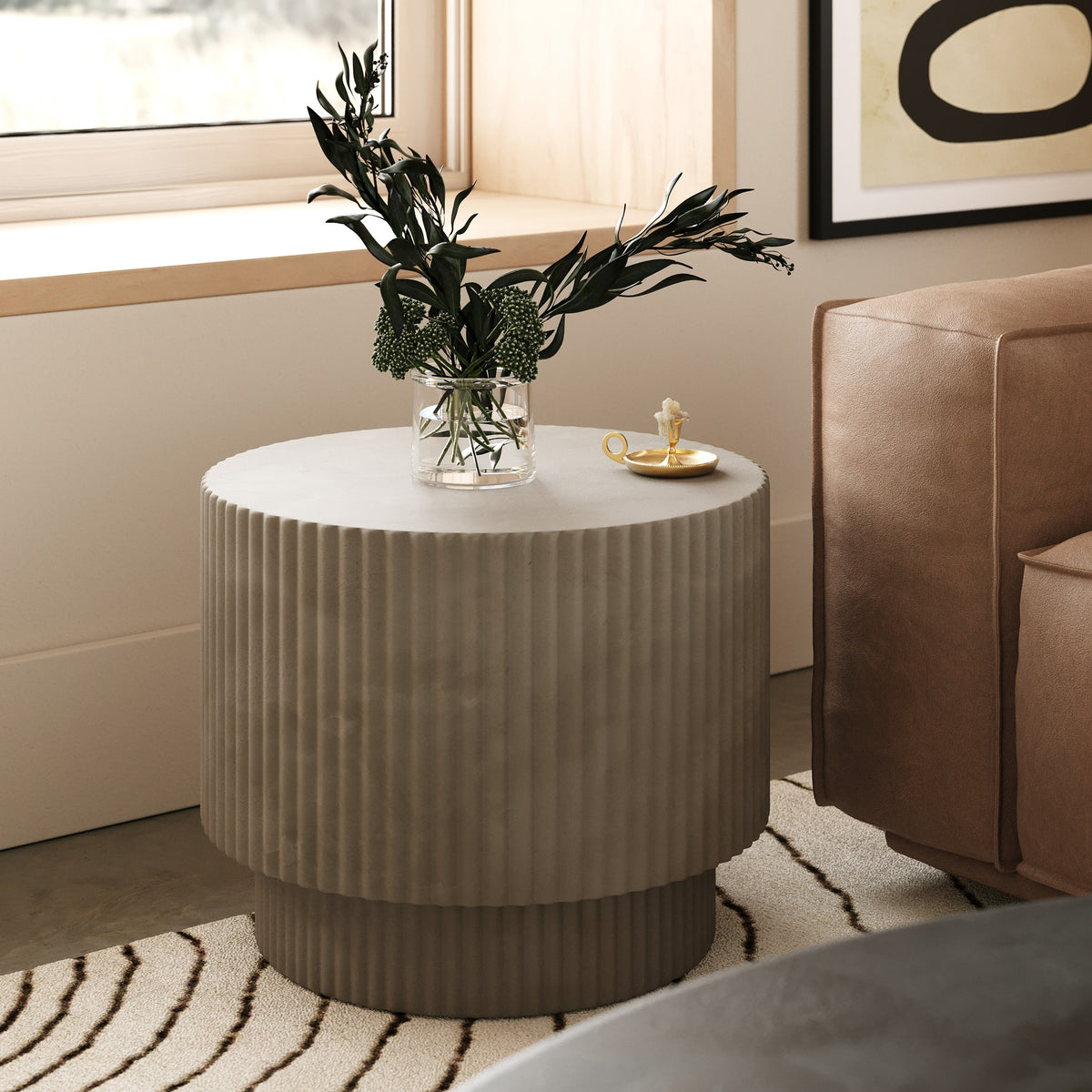 Gruver - Modern Grey Concrete End Table - View 2