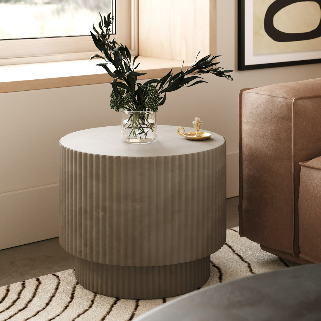 Gruver  Modern Grey Concrete End Table