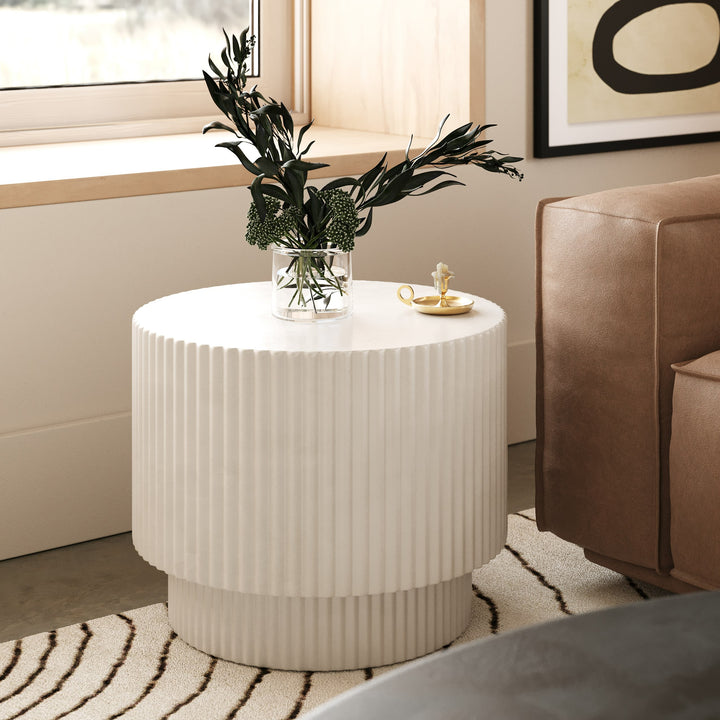 Gruver - Modern White Concrete End Table