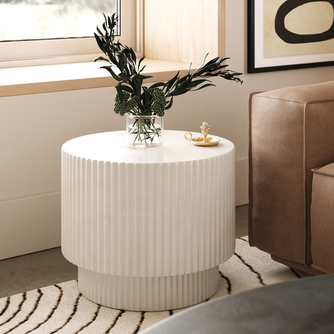 Gruver - Modern White Concrete End Table