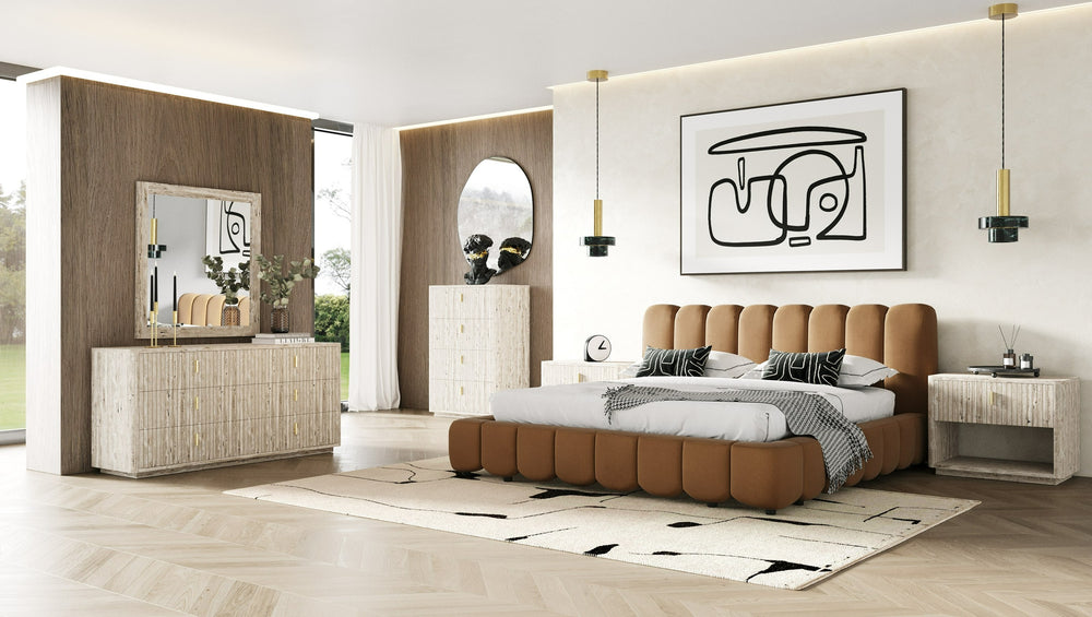 Harris - Modern Brown Fabric Bed - View 9