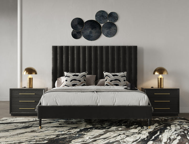 Hemlock - Modern Dark Grey Velvet Bed