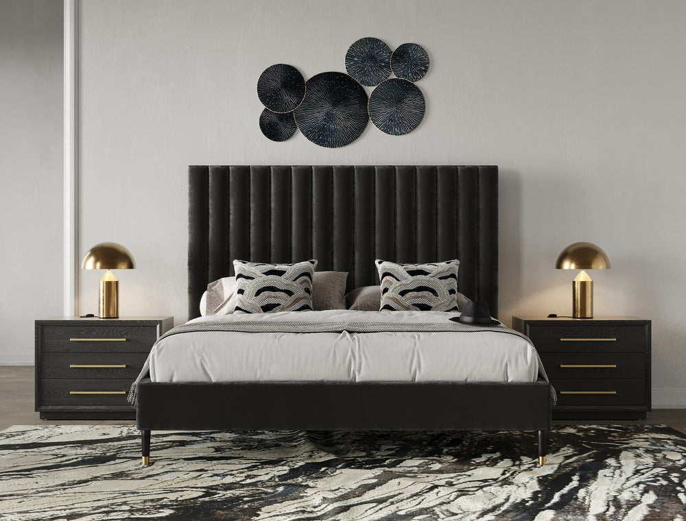 Hemlock - Modern Dark Grey Velvet Bed - View 4