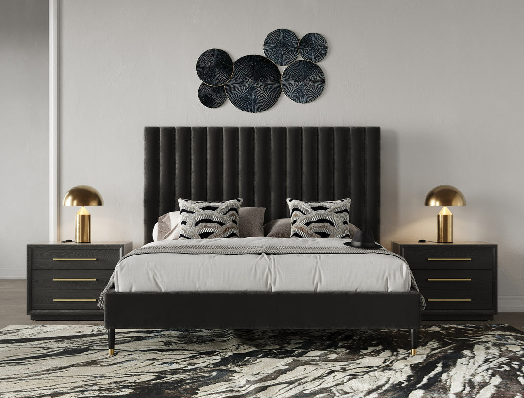 Hemlock - Modern Dark Grey Velvet Bed