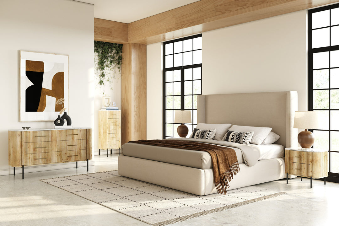 Byrne - Modern Beige Fabric Bed