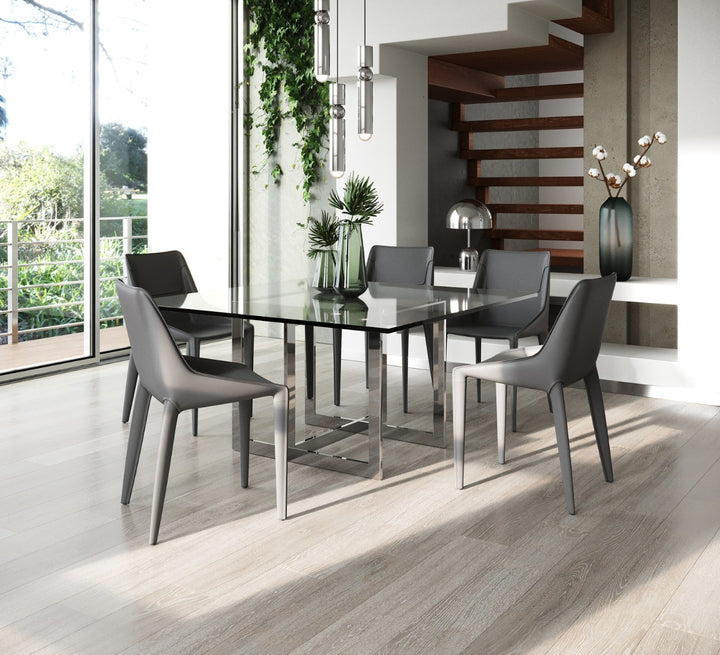 Keaton - Square Modern Glass + Stainless Steel Dining Table