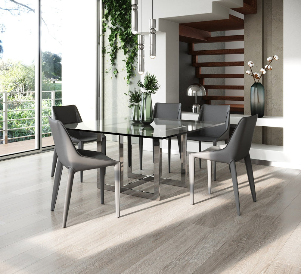 Keaton - Square Modern Glass + Stainless Steel Dining Table