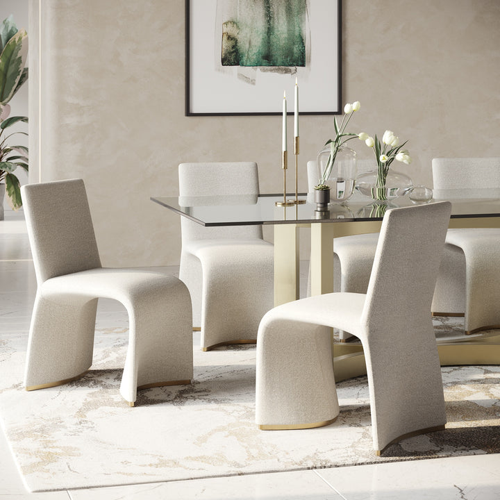 Kenda Contemporary Grey and Brushed Gold Dining Chair (Set of 2)