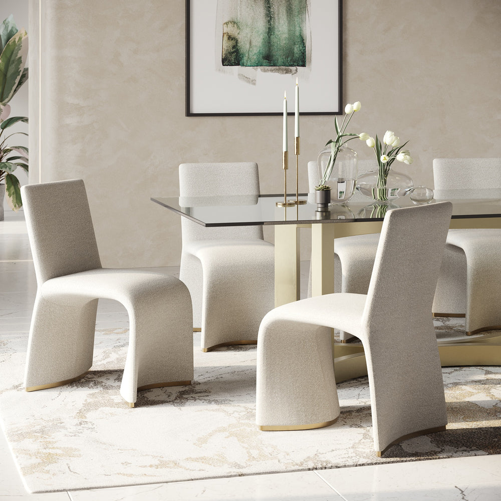 Kenda Contemporary Grey and Brushed Gold Dining Chair (Set of 2) - View 3