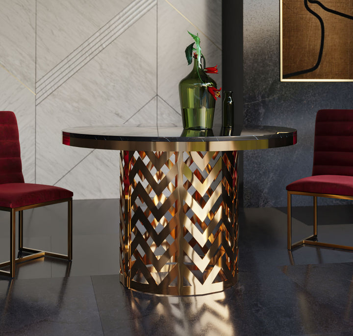 Kowal - Glam Black Marble Dining Table