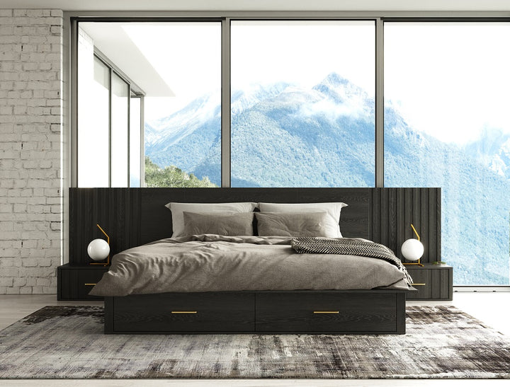 Manchester- Contemporary Platform Dark Grey Q Bed