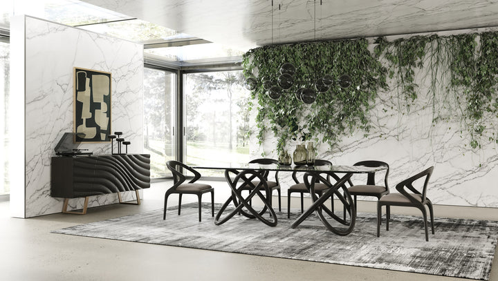 Mason Modern Glass & Black Ash Dining Table