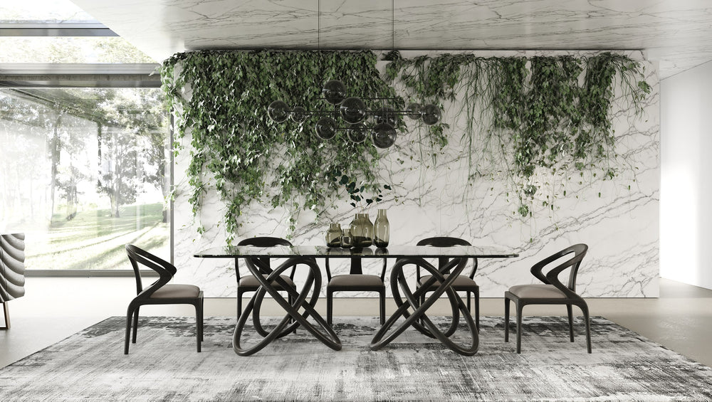 Mason Modern Glass & Black Ash Dining Table - View 17