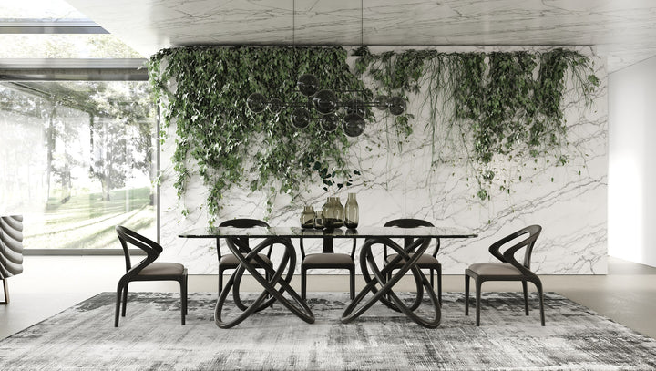 Mason Modern Glass &amp; Black Ash Dining Table - View 17