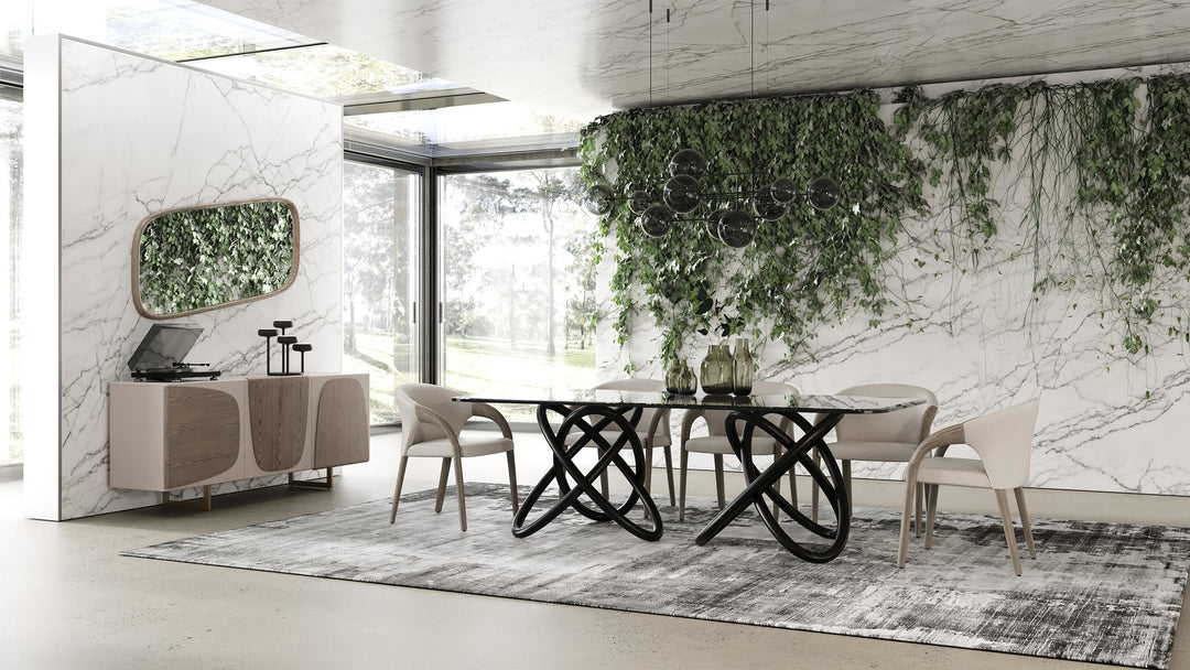 Mason Modern Glass & Black Ash Dining Table