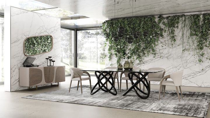 Mason Modern Glass &amp; Black Ash Dining Table