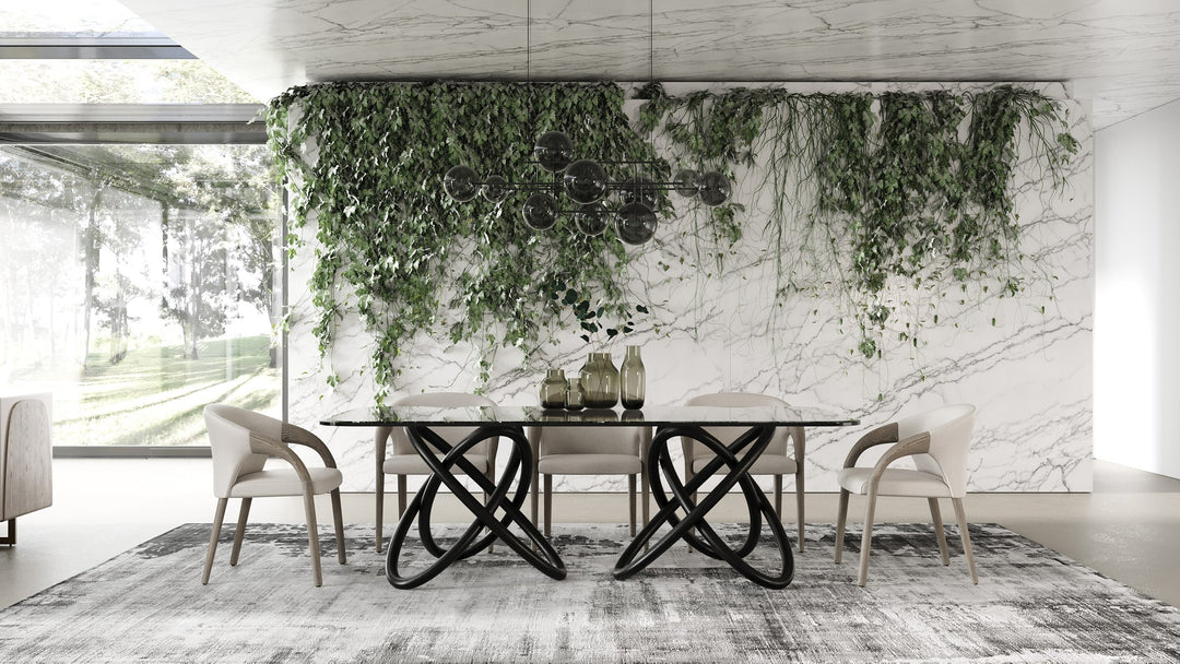 Mason Modern Glass & Black Ash Dining Table
