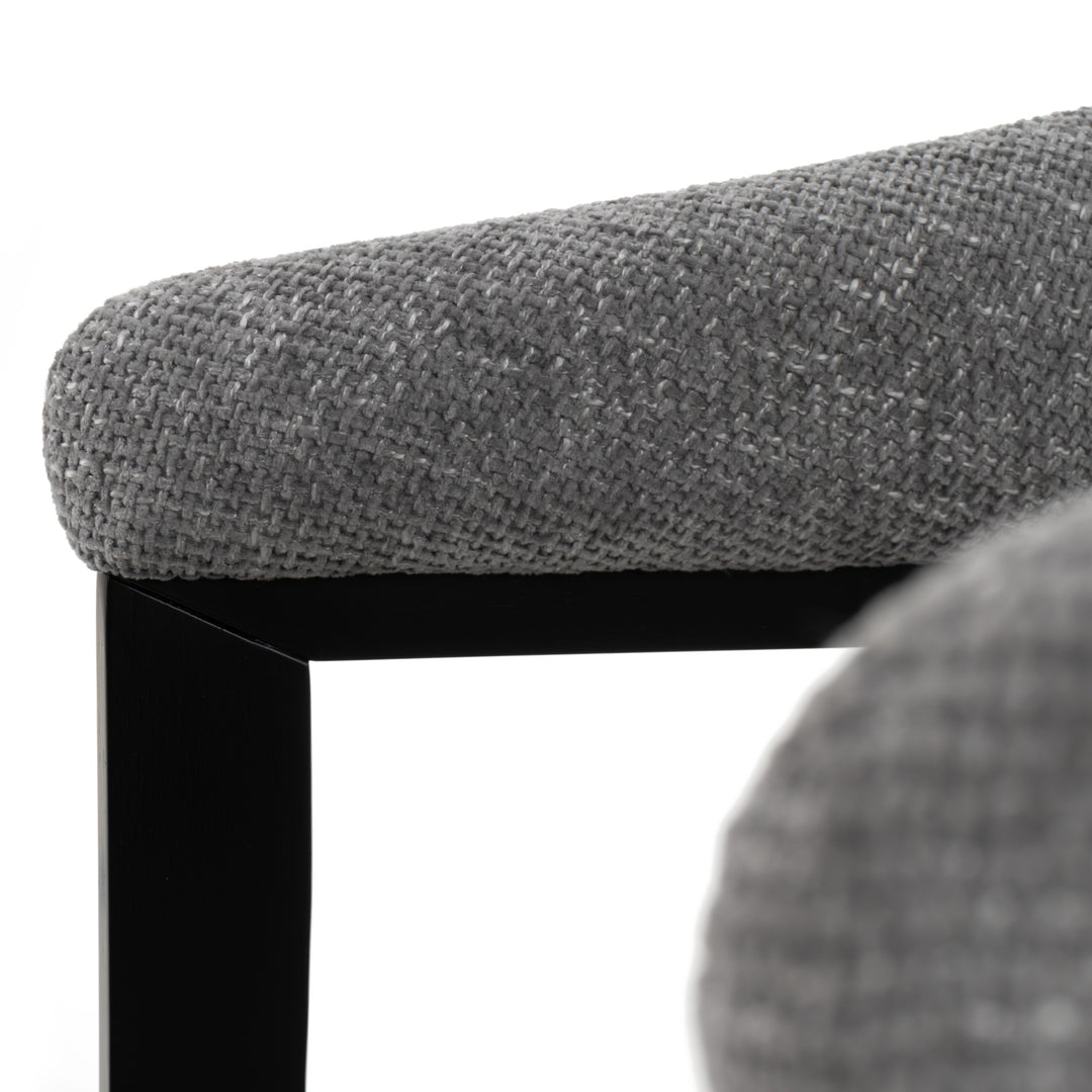 Maury  Modern Grey Fabric + Black Dining Chair