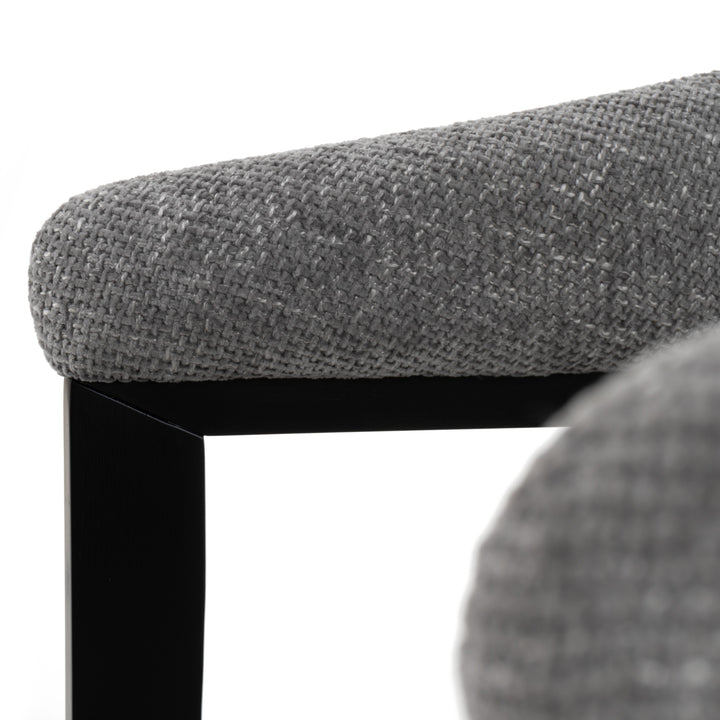 Maury  Modern Grey Fabric + Black Dining Chair