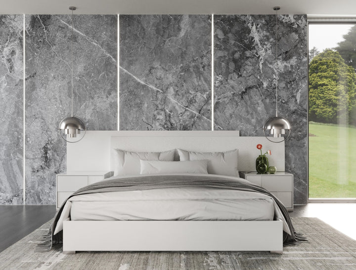 Monza Italian Modern White Bed
