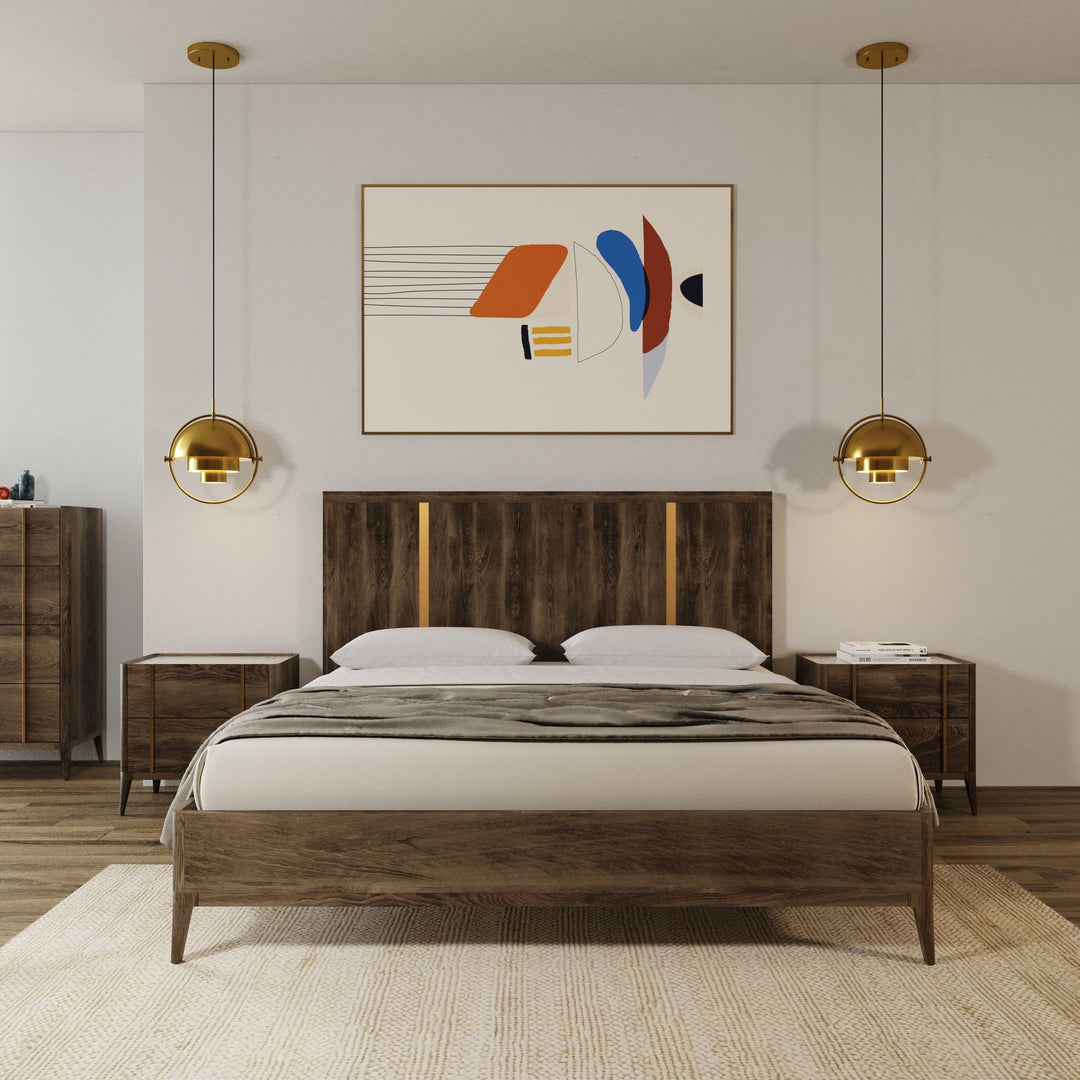 Oakley - Mid-Century Dark Brown Bed