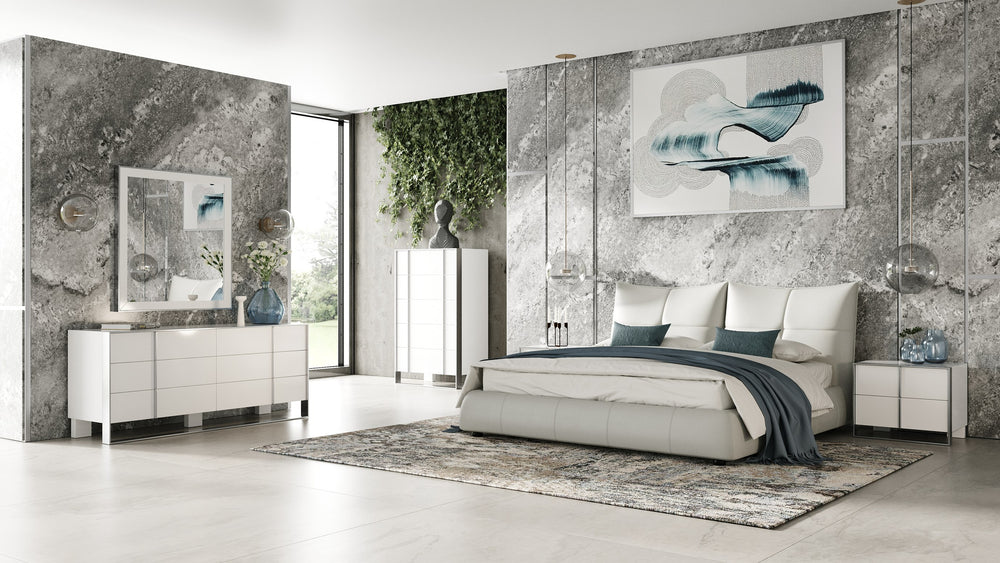 Patrick - Modern Light Grey Leather Bed - View 6