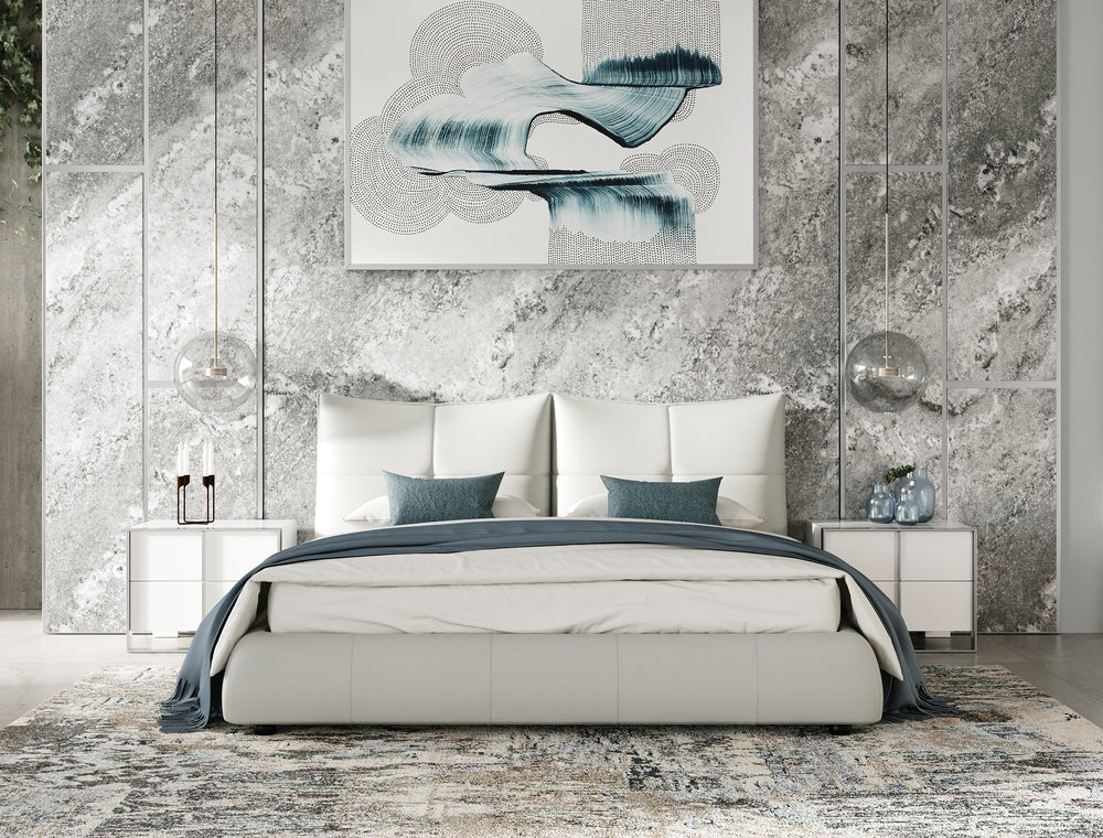 Patrick - Modern Light Grey Leather Bed - View 4