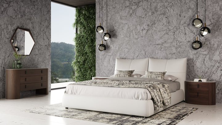 Patrick - Modern White Leather Bed