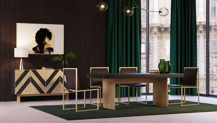 Perret - Glam Black Ash &amp; Brushed Brass Modern Buffet