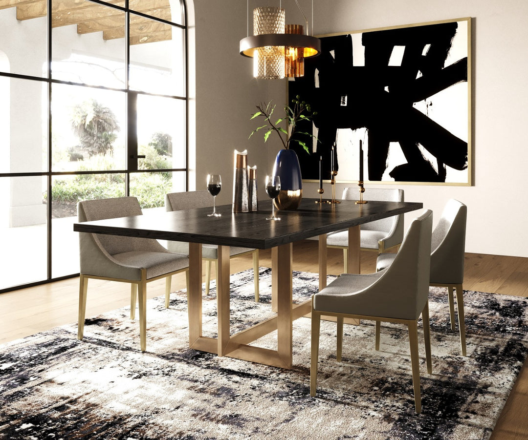 Fairview  Modern Grey & Brass Dining Chair