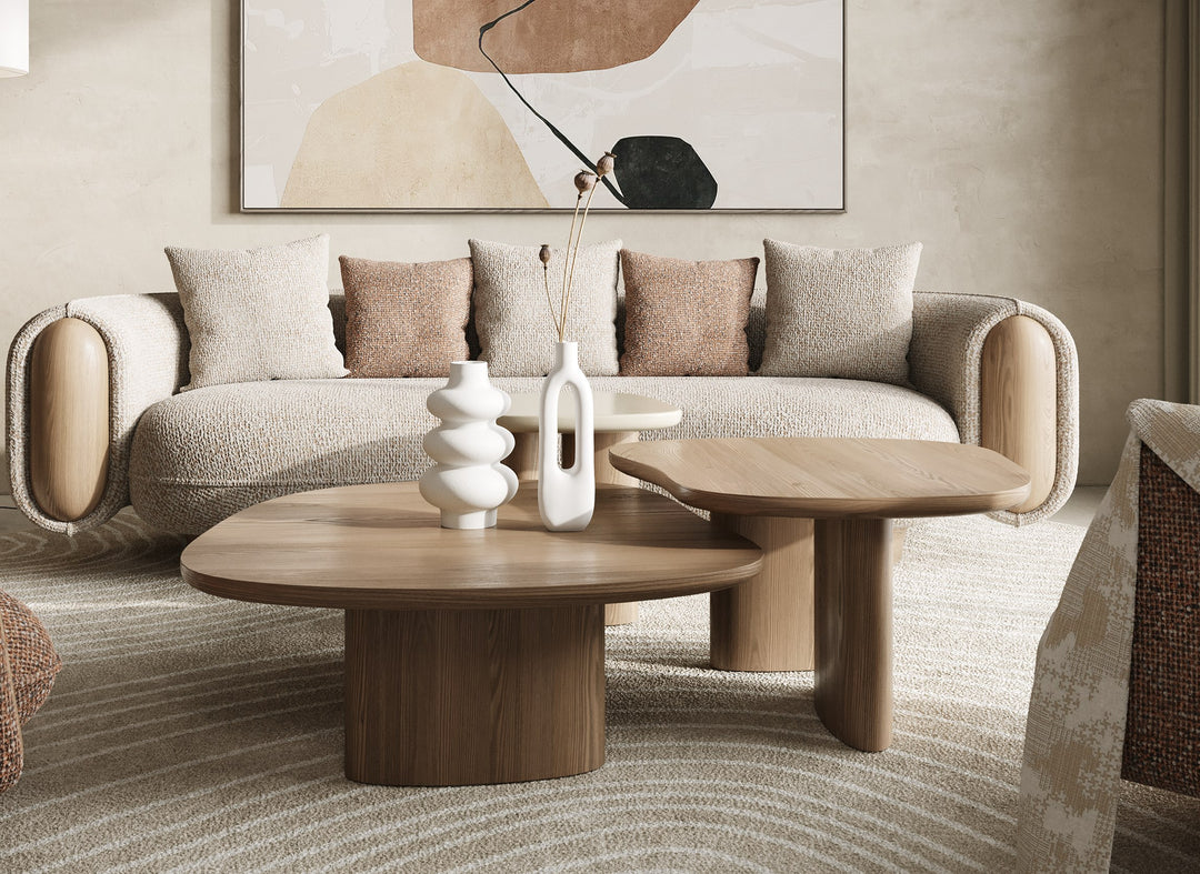 Raywood - Modern 3-Piece Buckwheat + Onyx Nesting Coffee Table Set