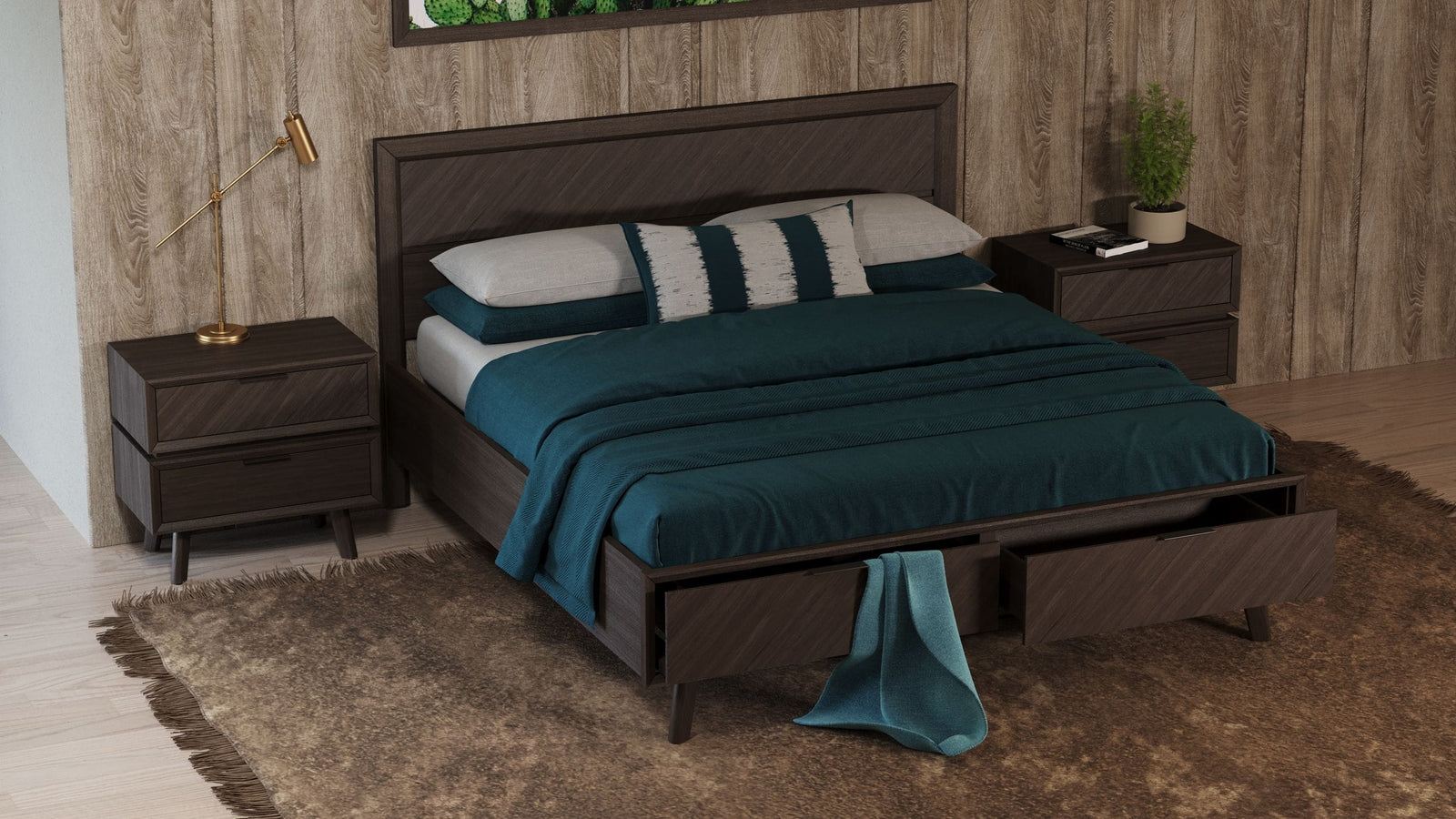 Roger - Mid-century Acacia Bed - View 5