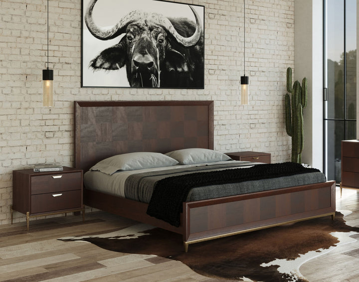 Shane - Modern Acacia &amp; Brass Bed