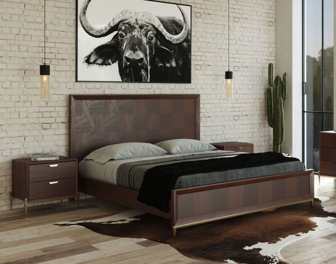 Shane - Modern Acacia & Brass Bed