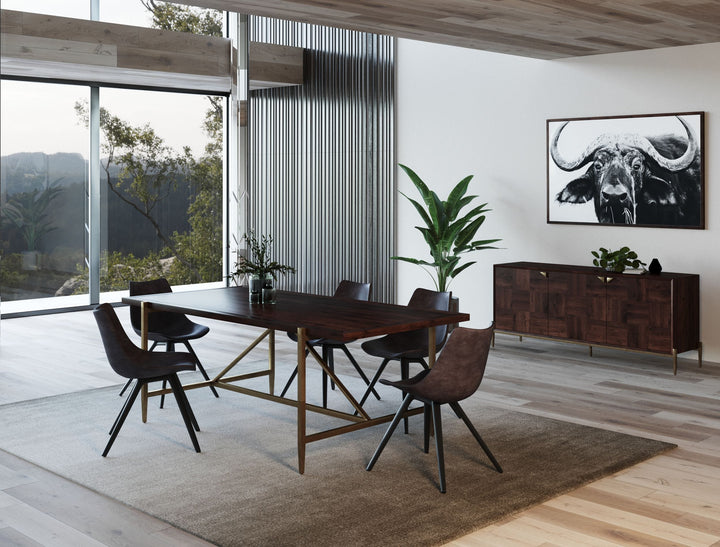 Shane - Modern Acacia &amp; Brass Dining Table