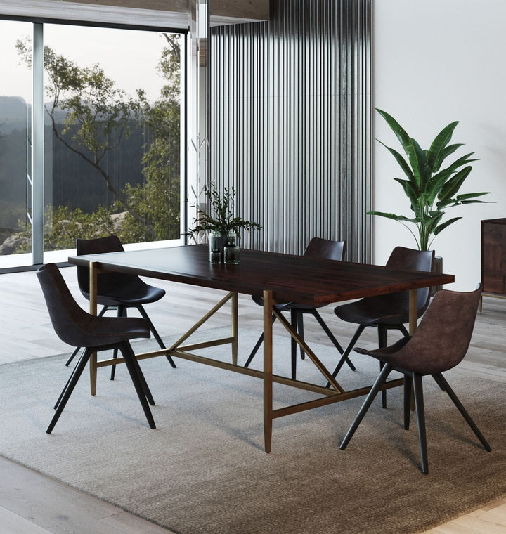 Shane - Modern Acacia &amp; Brass Dining Table